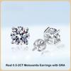 D Color 0.5-2CT 4 Prong Moissanite Screw Earrings For Women Girls Fine Jewelry S925 Sterling Silver Diamond Stud Earring