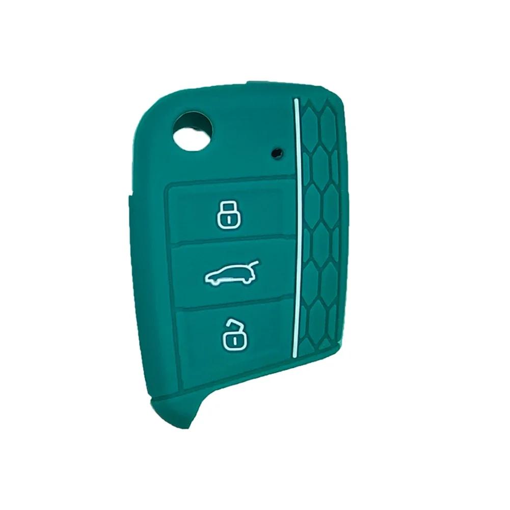 Чехол для автомобильного ключа, силиконовый чехол для VW Golf 7 MK7 VII Tiguan Polo Skoda Octavia A7 Kodiaq Seat Ateca Leon 3 кнопки