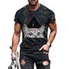 New Summer Men's Fashion T-shirt Personality Peek-a-boo Kitten Printed Men's T-shirt Top