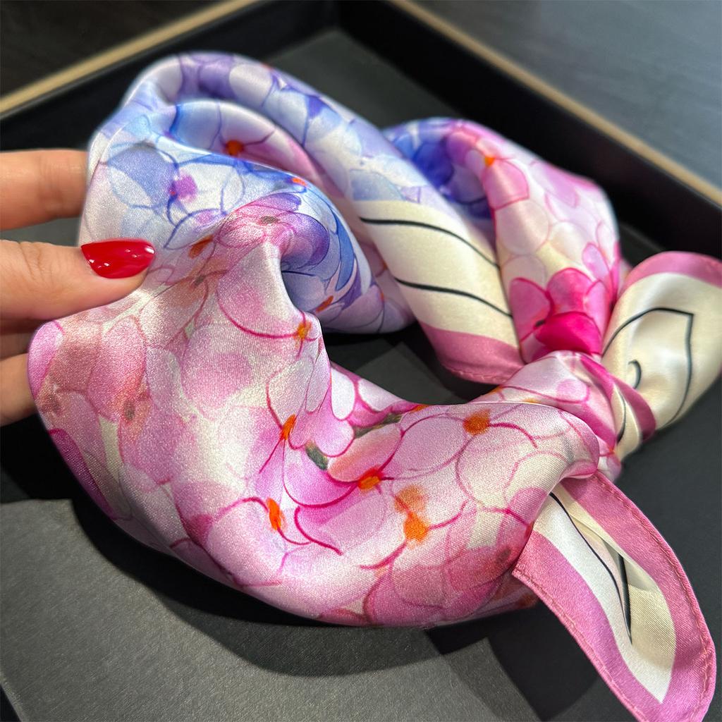 Nouveau 100% Foulard En Soie De Murier Mode Femmes Ete Plage Petites Echarpes Chale Poncho 53*53 Cm