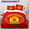 3pcs Duvet Cover Set (1*Duvet Cover + 2*Pillowcase, Without Core), Manchester United F.C Print Soft All‑Season Bedding Set, Home Bedroom Decor Gift