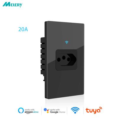 Melery Бразилия Tomada Wifi Smart Tuya настенная розетка Power Monitor 20A розетка закаленное сенсорное стекло панель от Alexa Google Home
