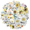 35pcs-50pcs Cute Daisy Stickers Cartoon Sunflower Teacher Reward Stickers Floral Stickers For DIY Phone Guitar Laptop Notebook