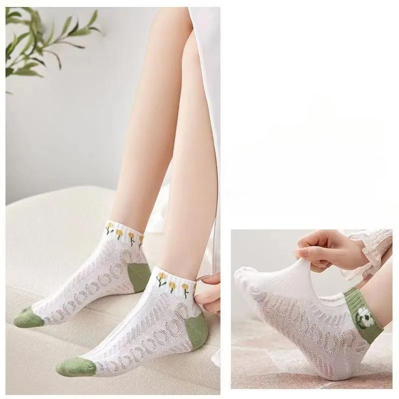 Женский комплект носков из хлопка с цветочным принтом для девочек, весна-осень, японский дышащий комплект коротких носков для студентов
