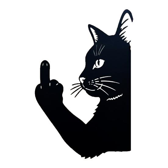 Peeking Animal Metal Sign Flipping Off Cat Crocodile Silhouette Decoration