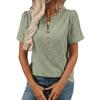 Женская модная однотонная футболка с круглым вырезом и коротким рукавом на пуговицах
