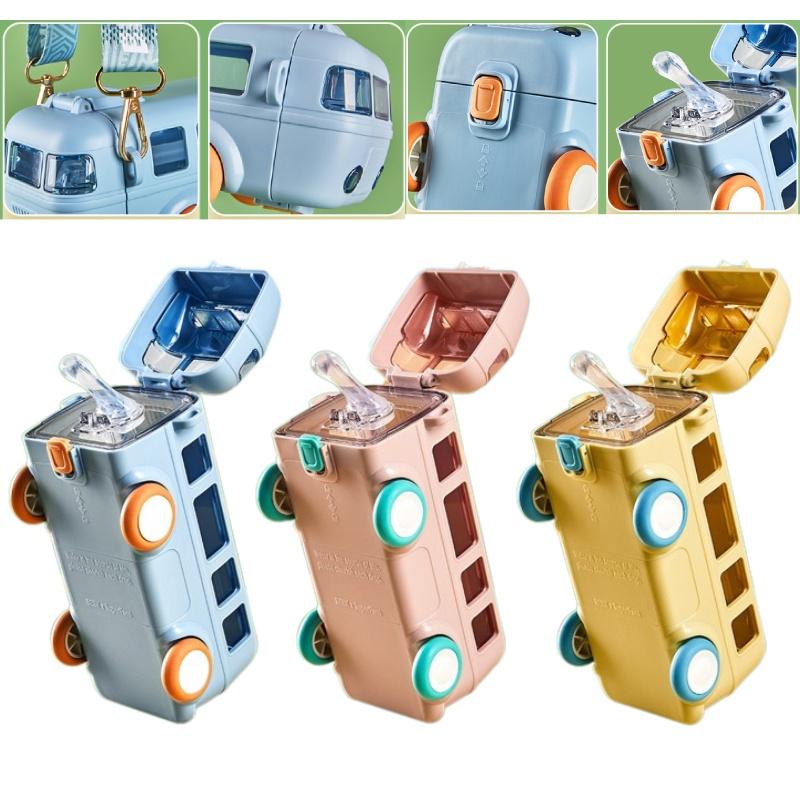 Креативная детская бутылка для воды из материала Tritan в виде автобуса с милой трубочкой для школьников и детей детского сада