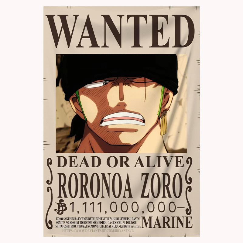 Гобелен с плакатом «Wanted» из One Piece, Луффи Зоро Эйс Нами Катакури Аниме Настенный декор