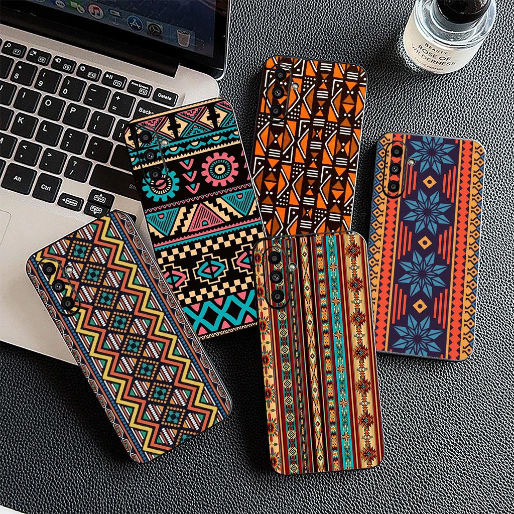 Design African Wax Print Phone Cover for Samsung Galaxy A05 A06 A14 A50 A51 A52 A12 A13 A23 A70 A07 A25 A26 M53 A56 Soft Case