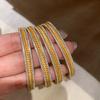 Vintage Gold Plated Diamond Flower Filigree Bracelet Chinese Style Woven Wheat Buckle Bangle for Women