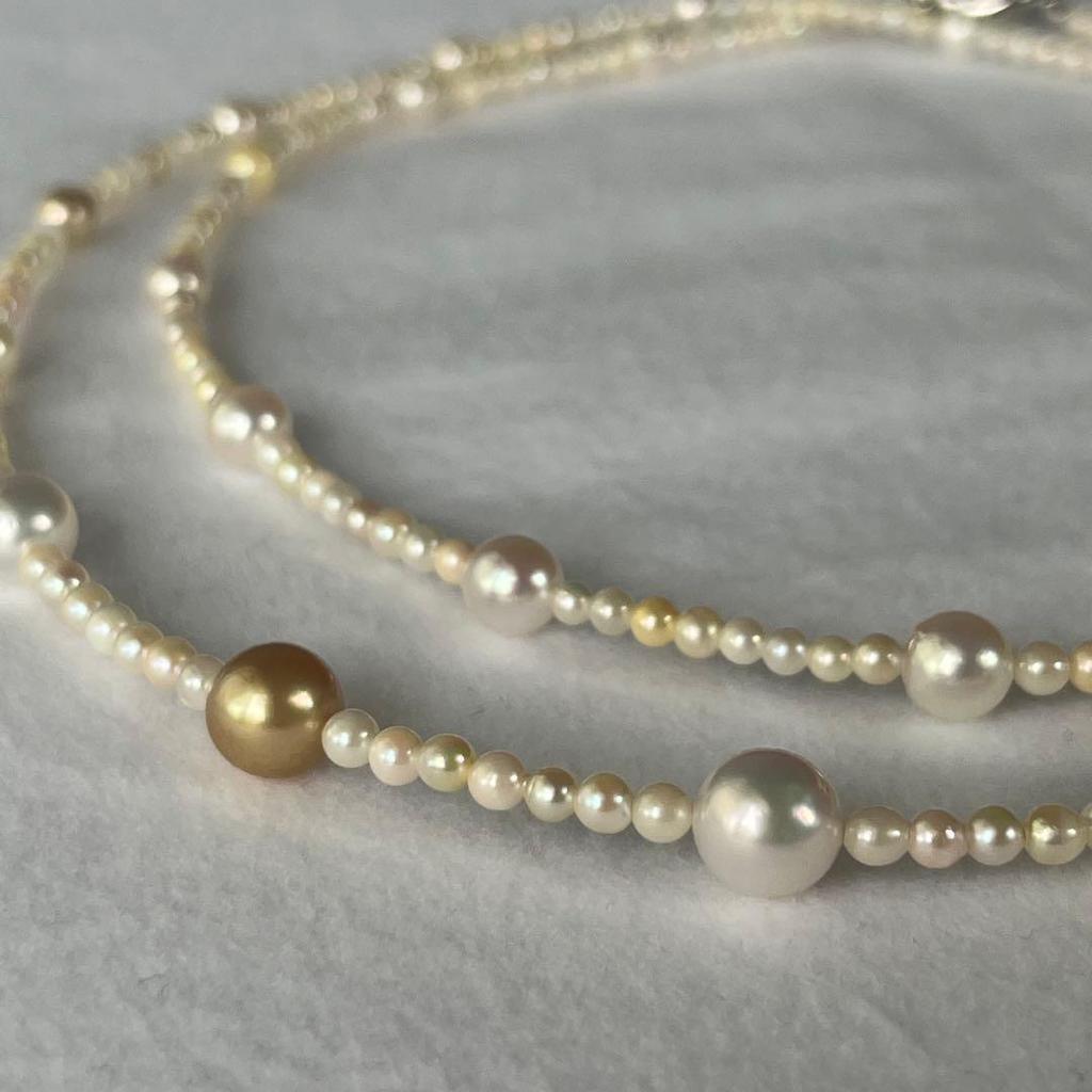 Used Pearl long necklace 86cm Akoya South Sea genuine pearl new original