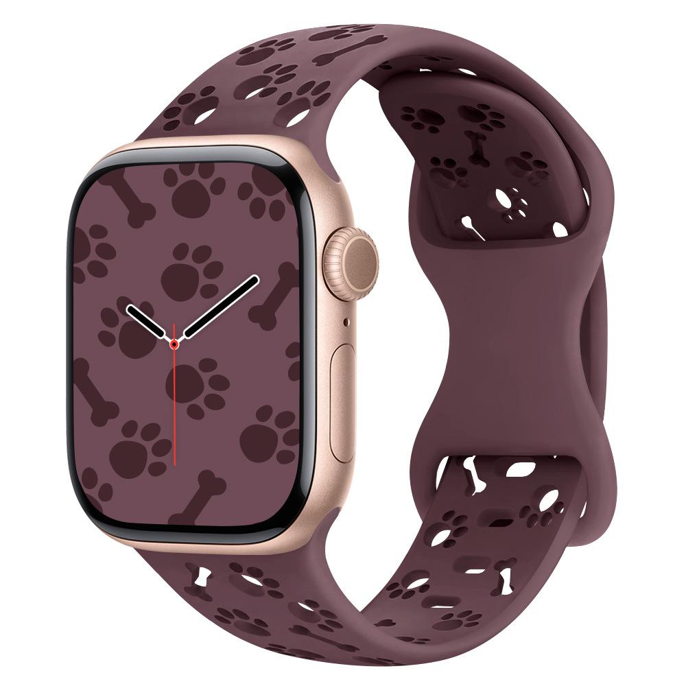 Suitable For Applewatch Apple S10 Generation Watch Iwatch987Se Hollow Dog Paw Bone Silicone Strap
