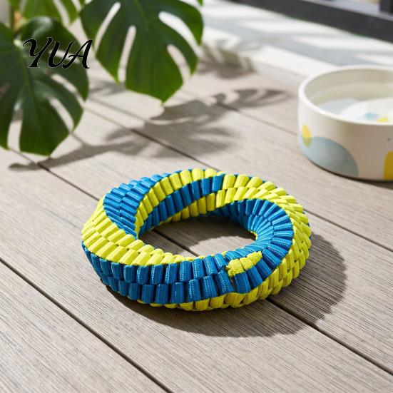 Interactive Play Toys for Dogs Dog Dental Tug Toy, Textured Woven Nylon Chew Teeth Cleaning Round or Figure 8 Design, Washable Toy Chewing Tugging