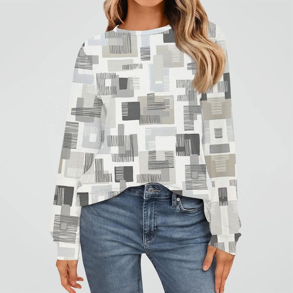 Women's Fashion Long Sleeve Shirts Loose Fitted Crewneck Basic Tops Casual Outfits