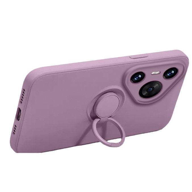 Huawei Pura70Ultra Liquid Silicone Case with Ring Holder - Mate60Pro Drop-Resistant Cover