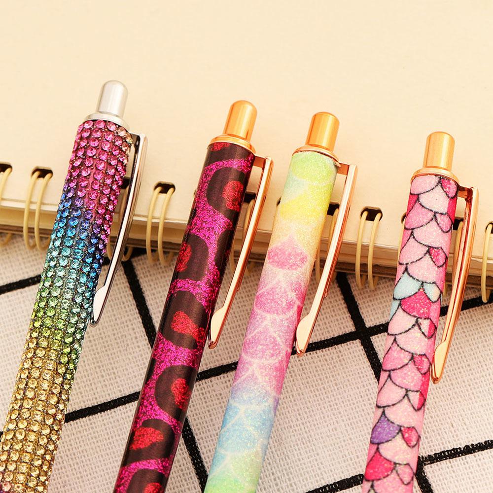 Шариковая ручка для пресса, роскошные милые свадебные металлические канцелярские принадлежности, школьные канцелярские принадлежности, вращающиеся 4 шт.