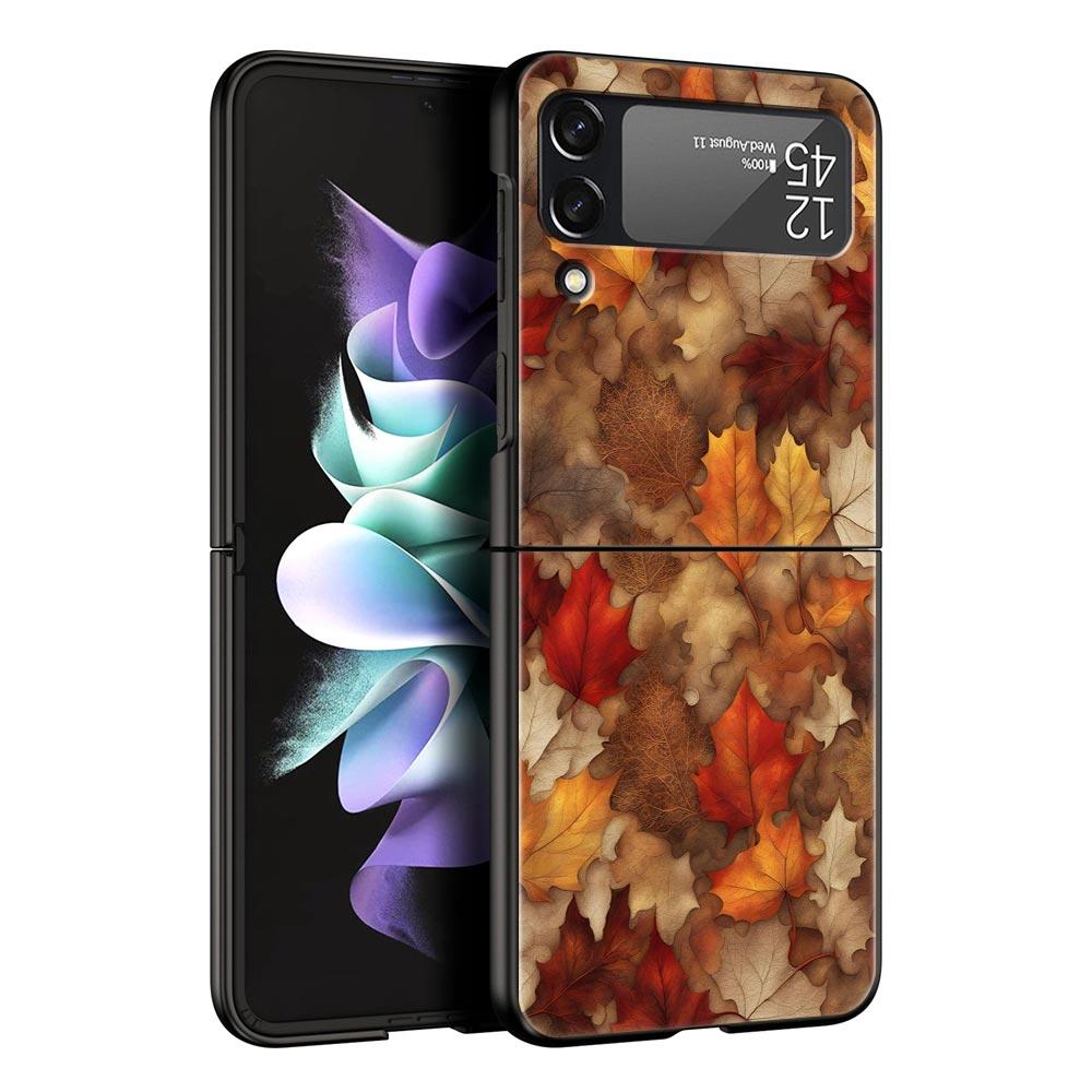 Мультяшный лист Жесткий ПК Чехол для Телефона Для Samsung Galaxy Z Flip 7 6 5 4 Черная Крышка Для Galaxy Z Flip 3 Складной Корпус Fundas Capa Сумка