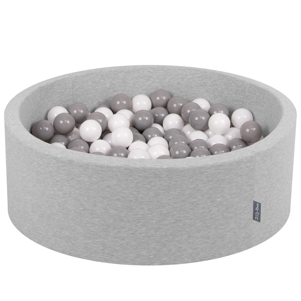 KiddyMoon 90x30cm/200 Balls Balls 7cm / 2.75in Baby Foam Ball Pit Certified Made In Eu, Light Grey:white/grey