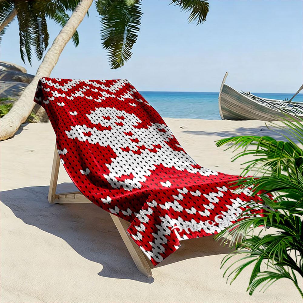 Knitted Red Skull Pattern Beach Towel Quick-drying for Travel Outdoor Sports Jogging Beach and Swimming