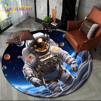 Ковер-круг мультяшный космонавт Вселенная 3D Космос для гостиной спальни детской комнаты, коврик для питомцев нескользящий