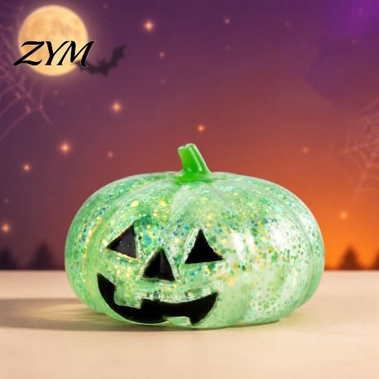 Halloween Party Favors Glitter Pumpkin Stress Ball, Head Squeeze Toy for Desk Decompression Toys Relief, Creepy Fidget Soft Squeezable