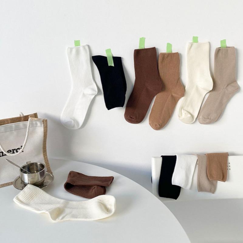 1/3/4/6 пар женских однотонных носков средней длины весна и осень корейская версия универсальные носки-гольфы Ins трендовые спортивные носки