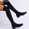 Fashion Women Knitting High Boots Flats Over The Knee Shoes Woman 2025 Trend Winter Fashion Cozy Dress Walking Sock Boots Mujer Botas