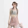 Women's Summer Dirty Pink High Waist Denim A-Line Skirt - Slim Fit, Anti-Exposure, Non-Elastic.