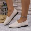 Women Round Toe Flat Shoes Solid Color Knitted Slip On Shoes Casual Breathable Ballet Flats Women Mesh Flat Shoes Loafers Woman