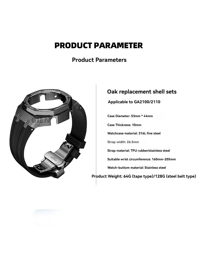 Для часов Casio G-SHOCK Black Knight GA-2100/GA-2110/GA-B2100 Модифицированный Черный Алмазный Корпус Стальной Ремешок Набор Аксессуаров