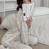 [Walking leisurely] 11 spring new Korean loungewear small floral long-sleeved trousers girl Mori ice silk woman