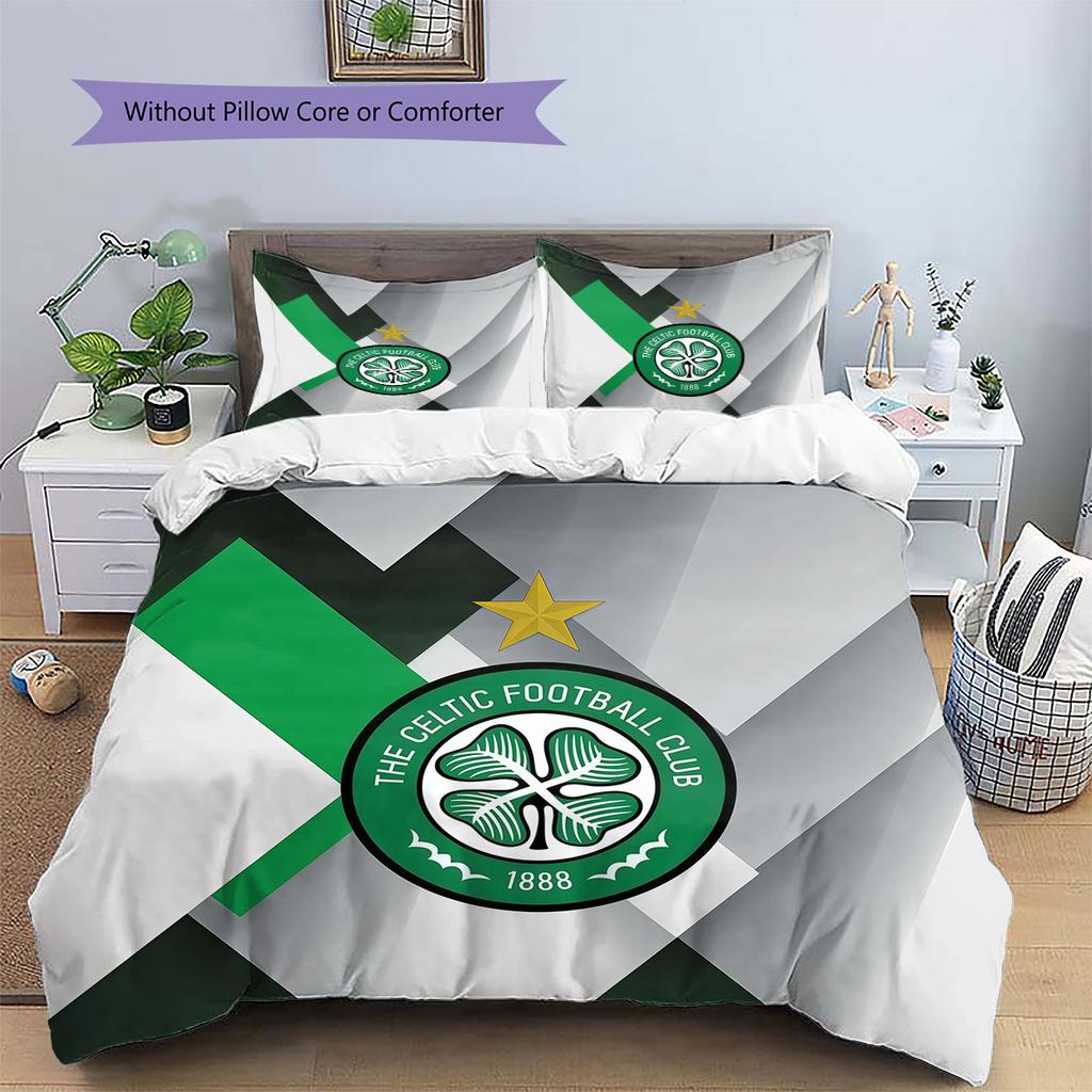 Celtic FC Pattern Bedding Quilt Set Home Decoration Gift (1 * duvet cover + 2 * pillowcase without core)