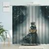 Дзен Пейзаж Занавеска для душа Природный пейзаж Декор для ванной комнаты Камень Скала Водопад Пляж Бохо Полиэстеровый экран с крючками Моющийся