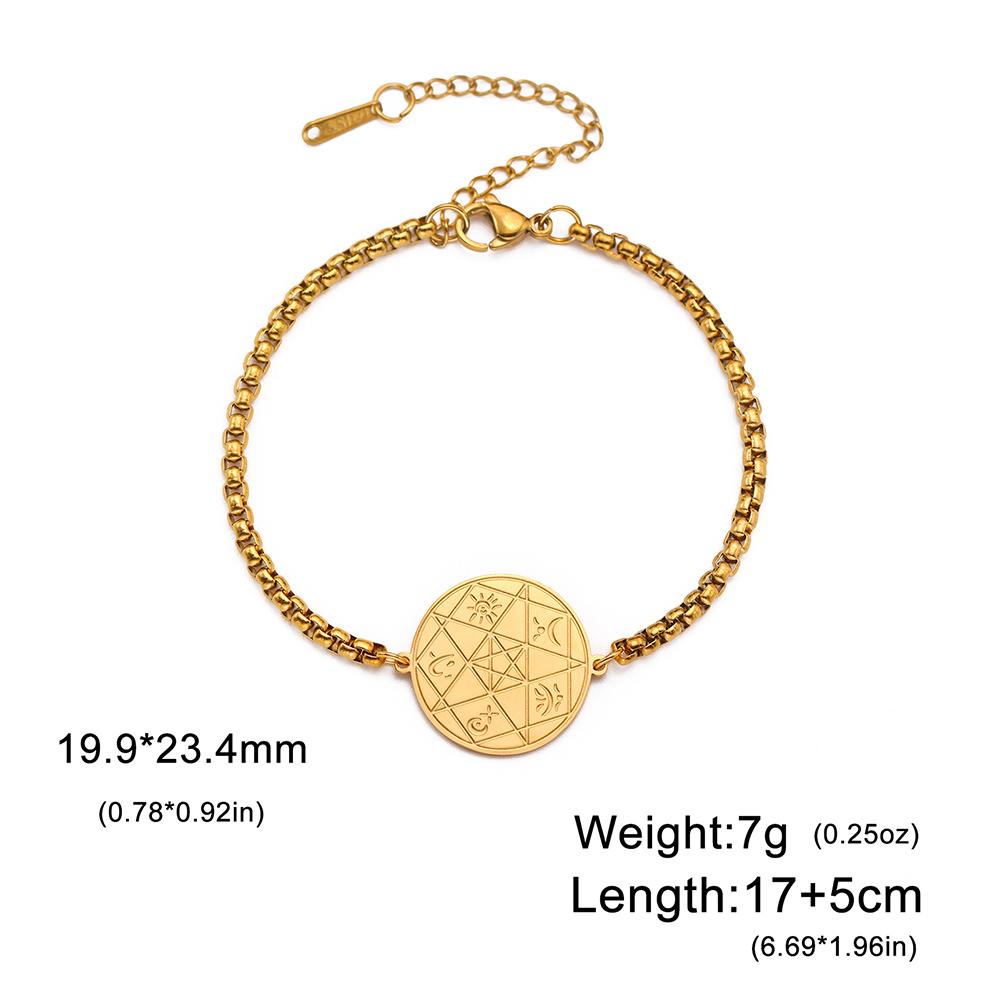 Dawapara Pentagram Pentagon Bracelet Wiccan Classical Elements Symbols Protection Amulet Stainless Steel Couple Jewelry