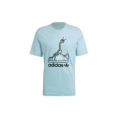 Футболка Originals Worm Tee, повседневная спортивная футболка с короткими рукавами и принтом, мужские топы, светло-голубая GN2156