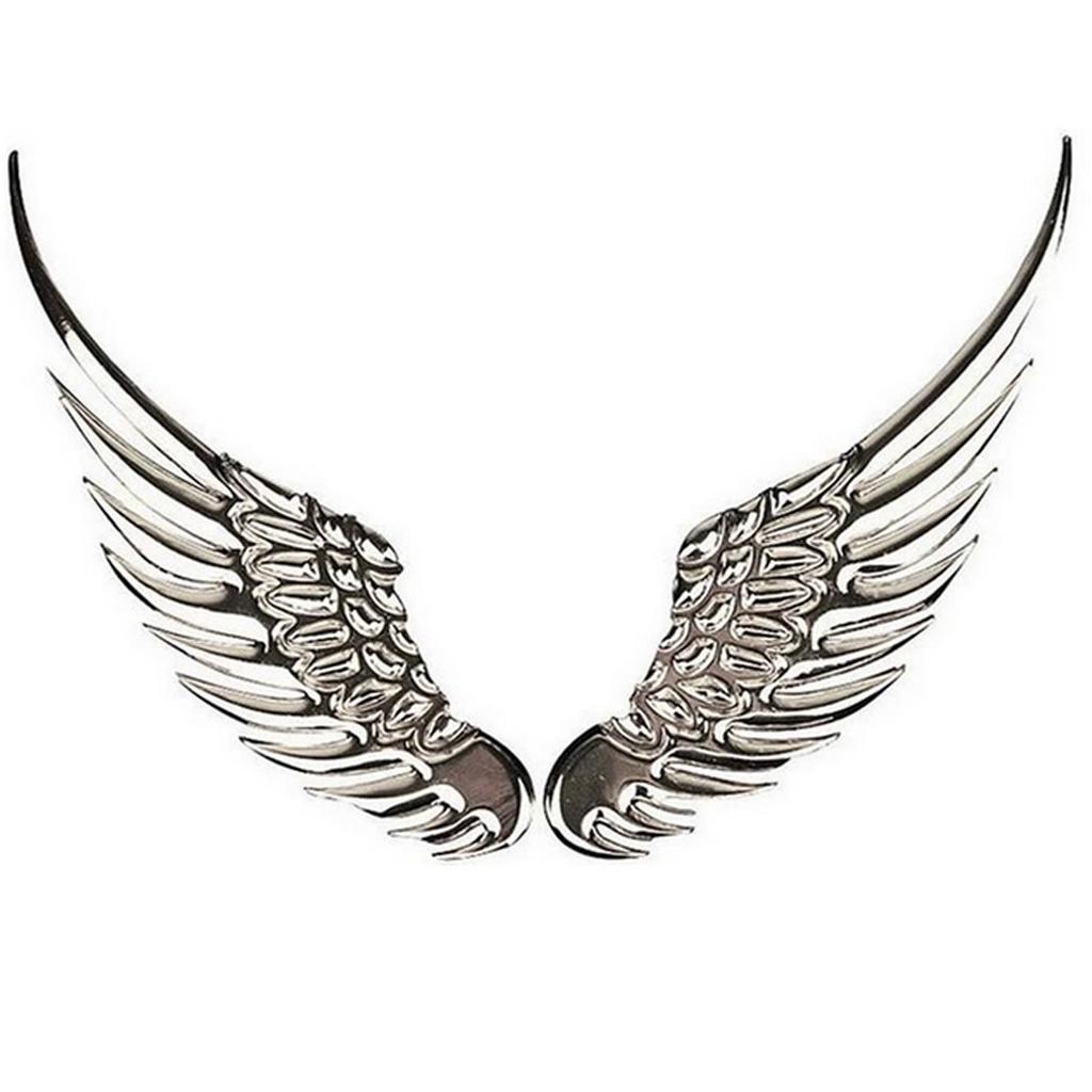COM-SHOT 3D Emblem Sticker "Wings" Stylish Dress Up Metallic MI-WINST (Silver)