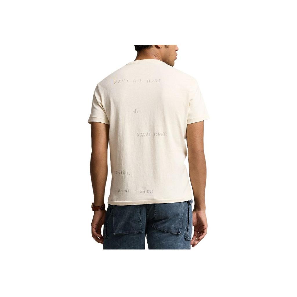 Polo Ralph Lauren Letter And Number Print Crew Neck Short Sleeve T Shirt Men Tops Washed-White MNPOTSH1N822063-100
