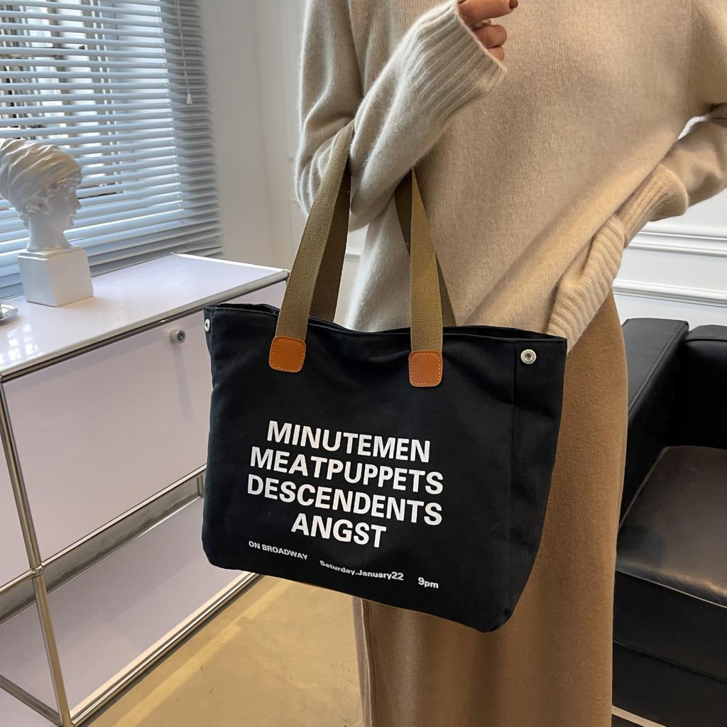 Простая холщовая сумка, повседневная, модная, изысканная, большая вместительная холщовая сумка-тоут с ручкой