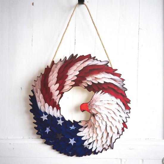 Renewed Wings Wreath Independence Day Decoration with Lanyard Easy To Hang Waterproof