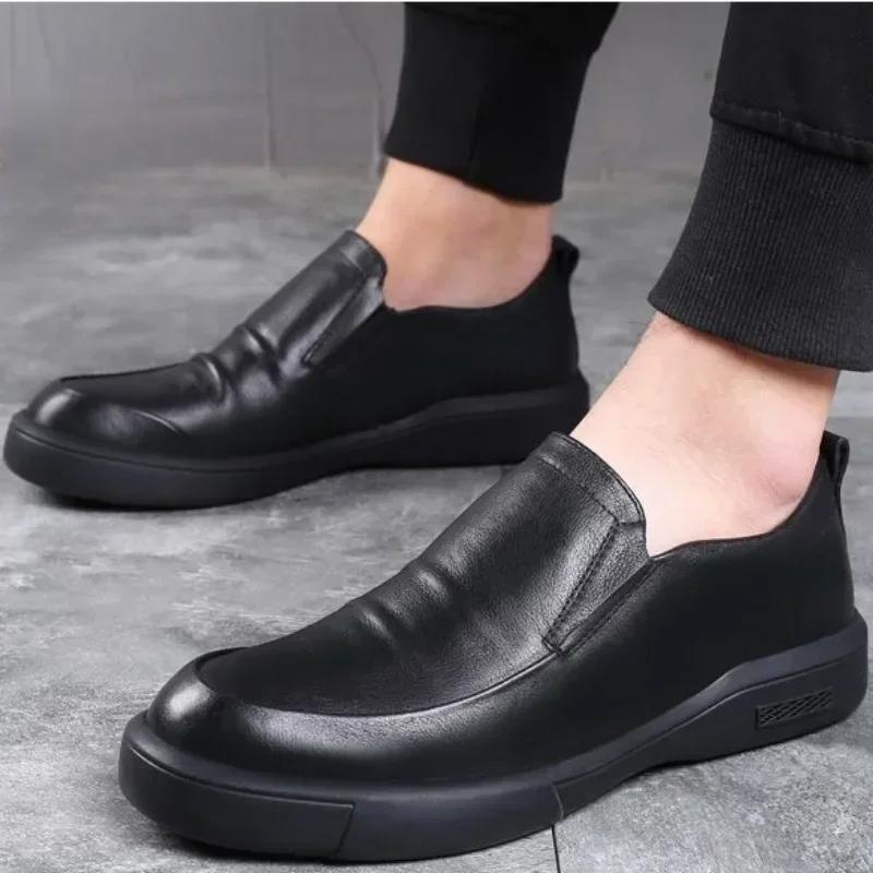 Туфли мужские из коровьей кожи, повседневные, деловые, светские, черные, дешевые, распродажа, официальный, элегантный и классический костюм