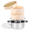 [Надзор кулинарного эксперта] Набор бамбуковых пароварок ручной работы (2 пароварки и 1 крышка) - Набор пароварок из натурального бамбукового дерева, для коммерческого использования, включает 100 листов