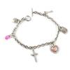 [D1383] - Серебряный браслет «Красотка» белый/розовый