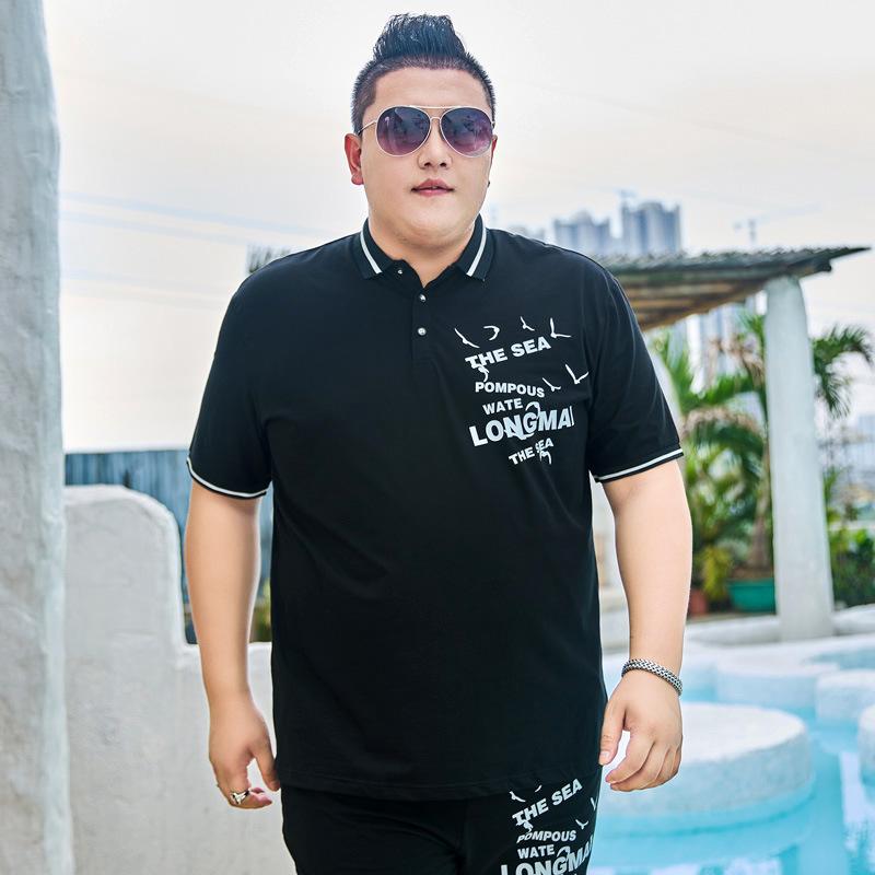 Fat Mens Plus Size Short Sleeve Lapel Polo Shirt Half Sleeve T-shirt Business Casual Ice Silk Cotton Summer Dress 5XL