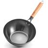 VIVIDCOOKWARE 24 см Вок/Сковорода, Аутентичный Чугун, Без Покрытия, Устойчивый к Ржавчине, Глубокий, Деревянная Ручка, Высокотемпературная Кулинарная Поверхность, Совместимость с Индукционными/Газовыми Плитами