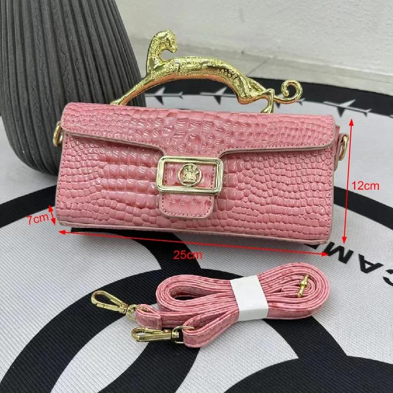 Роскошная лакированная кожа крокодиловый камень узор женская сумка через плечо ретро фурнитура модная сумка леопардовый металл