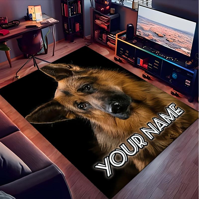 1PC Custom Name German Shepherd Portrait Theme Floor Mat Ideal for Living Room, Game Rooms, Office, Bedroom, Office Floor Mat , Floor Mats for Home
