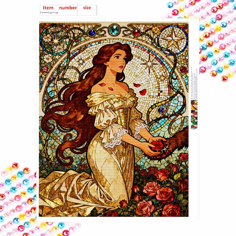 Disney 5D алмазная живопись, Красавица и Чудовище алмазная арт-картина DIY ручная работа наклейка подарок, картина для украшения дома