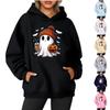 Women's O-neck Long Sleeve Halloween Printed Top Solid Color Hoodie
