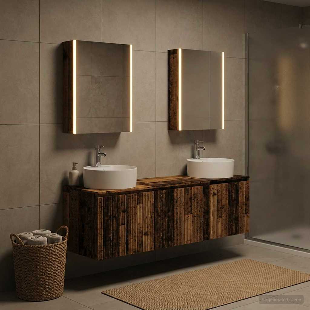Bathroom Cabinet Set 5 pcs Reclaimed Wood Particle Board