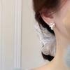 Zircon bow pearl stud earrings, elegant design, niche minimalist fashion earrings, light luxury high-end earrings for women